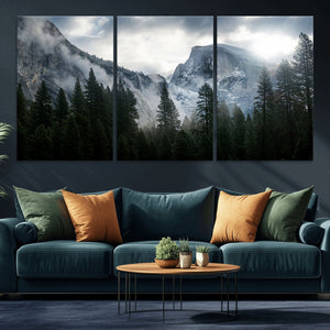 Yosemite National Park El Capitan Foggy Mountain Wall Art |