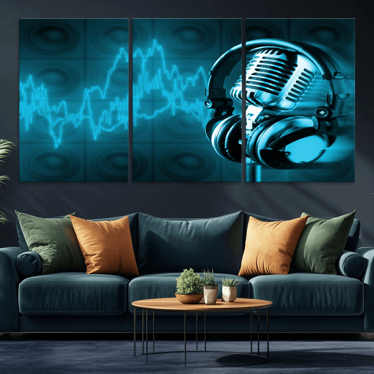 Music and Microphone Wall Art Canvas Print