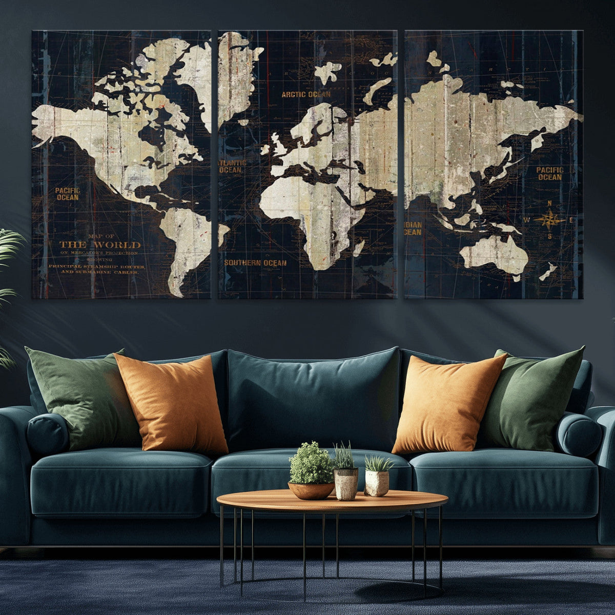 Antique Old World Map Wall Art Canvas Print