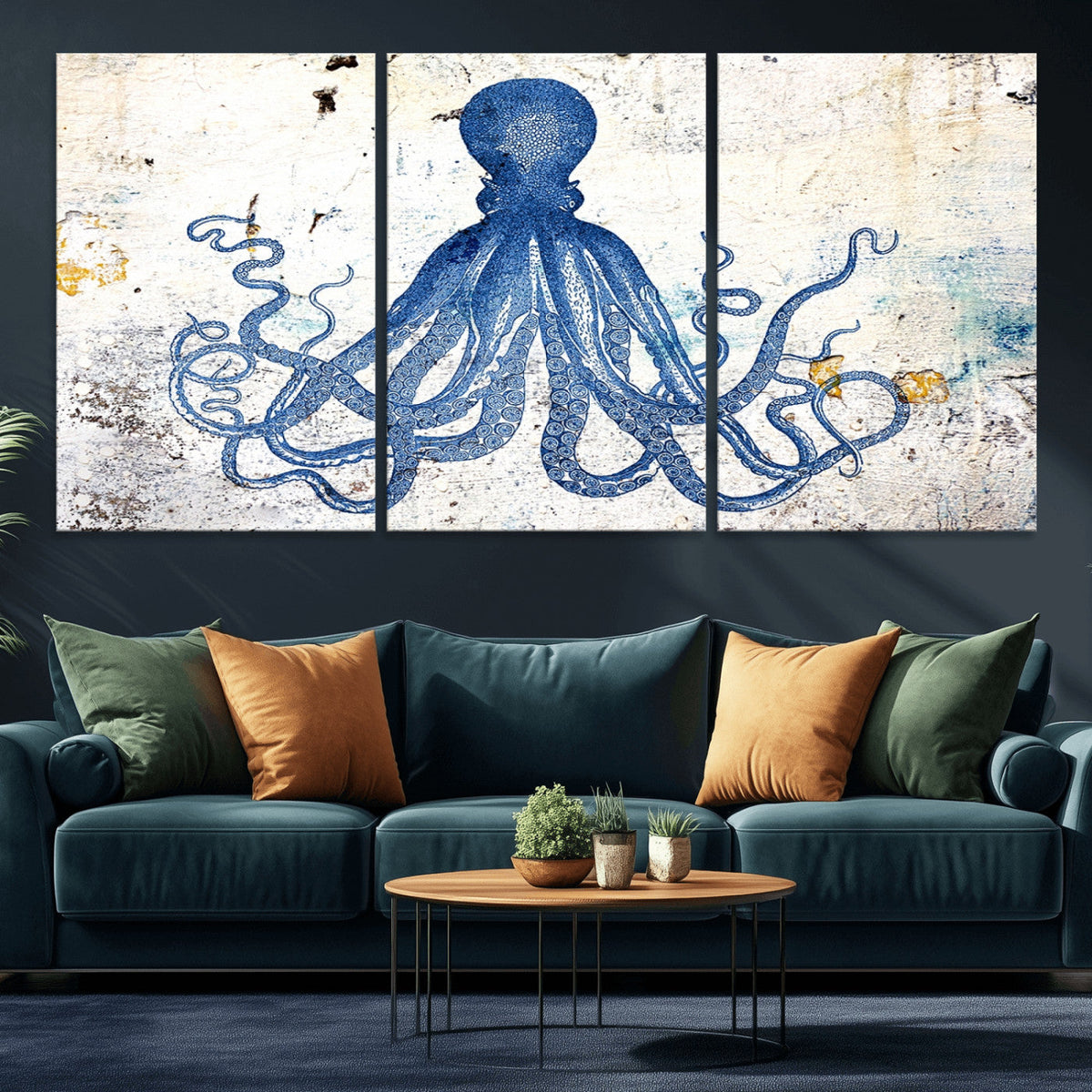 Octopus Canvas Wall Art | Coastal Marine Life Artwork for