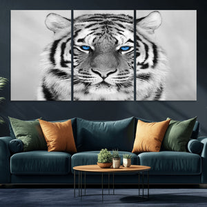 Black and White Tiger Wall Art Animal Canvas Print