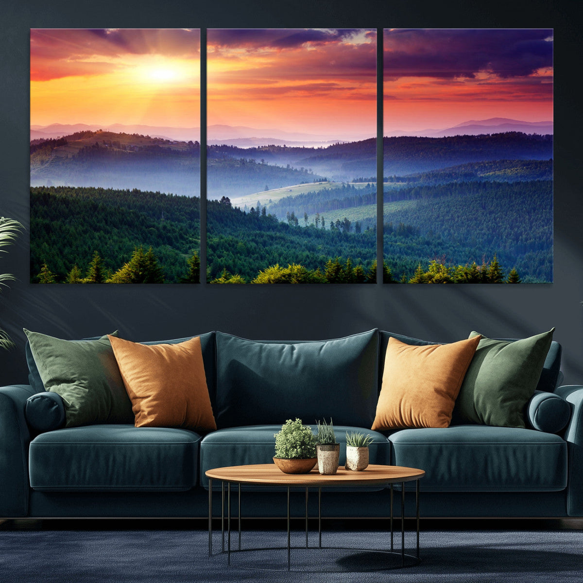 Mountain and Sunset Wall Art Canvas Print