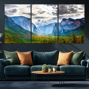 Yosemite Park Half Dome 3 Panel Canvas Print | Large Giclée