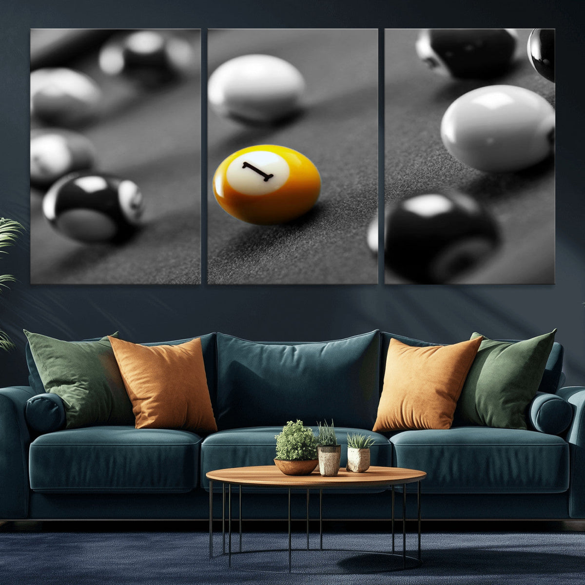Wall Art Pool Table and Balls Canvas Print