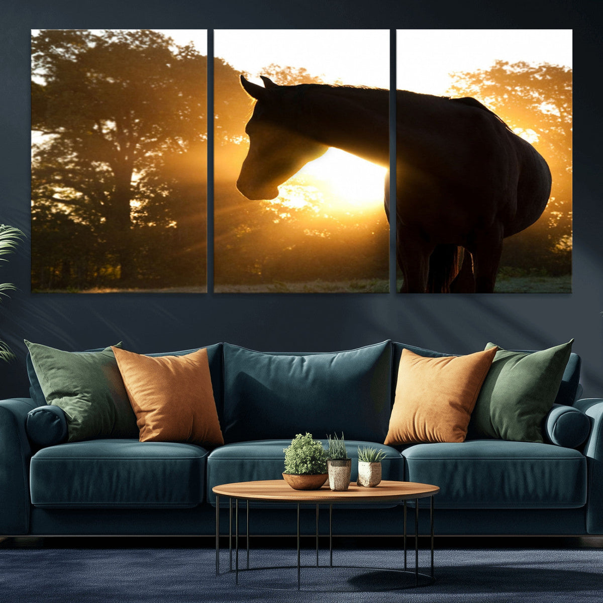 Horse at Sunset Wall Art Animal Canvas Print