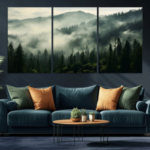 Captivating Misty Forest Wall Art Premium Canvas Print a