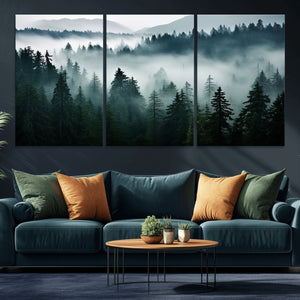 Captivating Misty Forest Wall Art Canvas, Premium Canvas