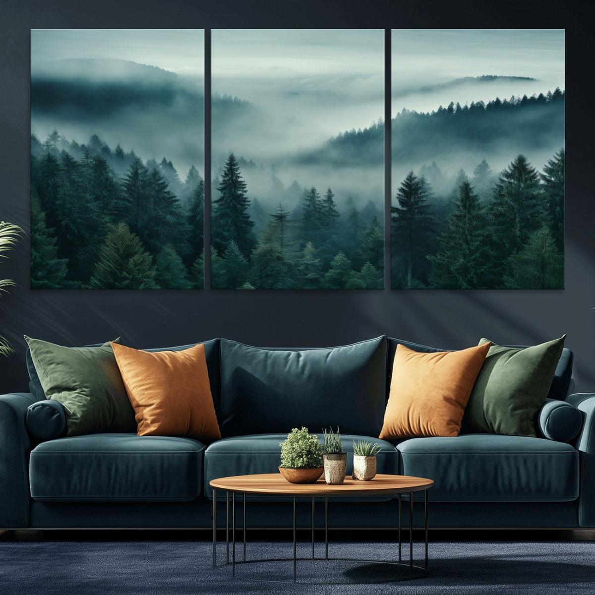 Captivating Misty Foggy Forest Wall Art Premium Canvas Print