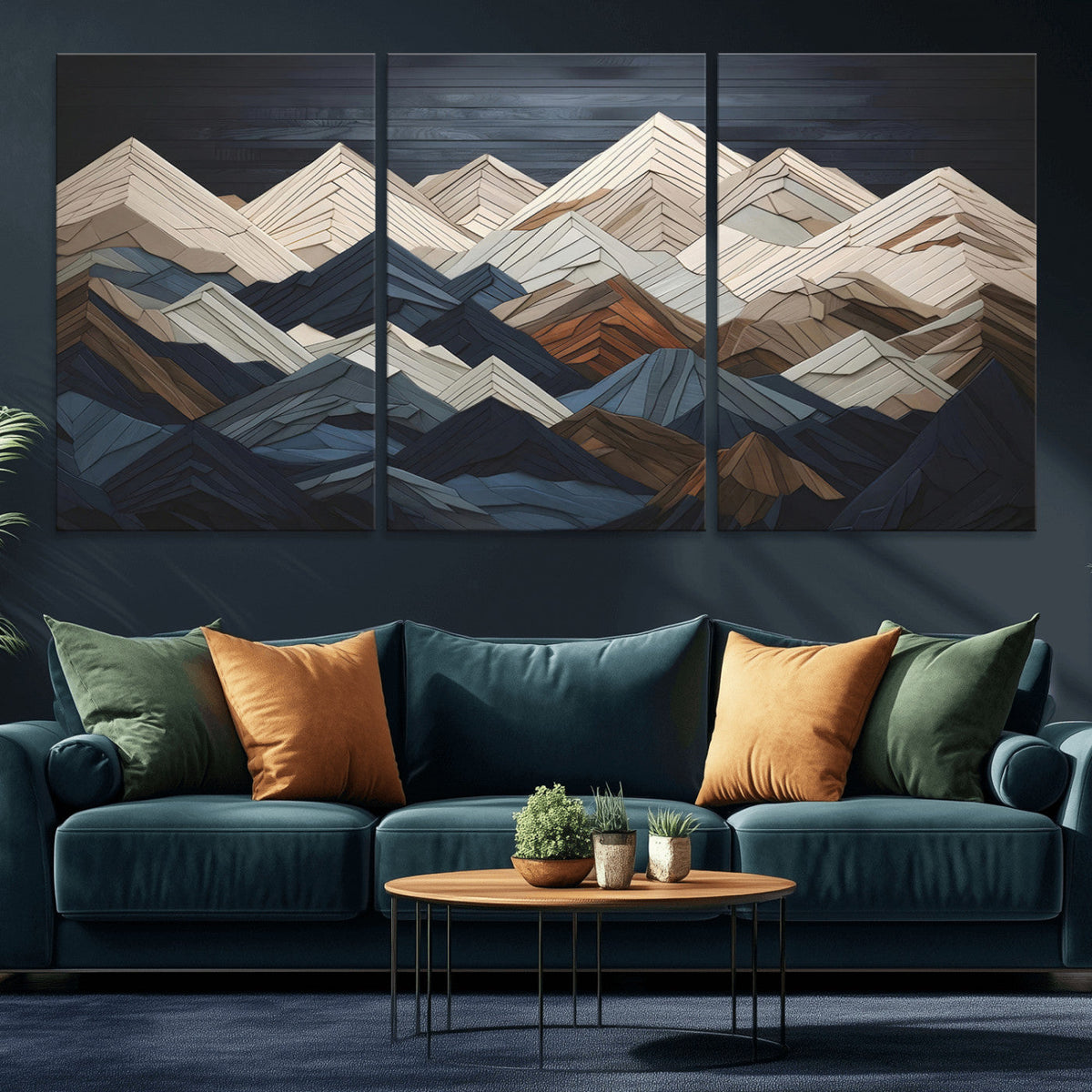 Mountain Wall Art – Modern Geometric Landscape Canvas Print,