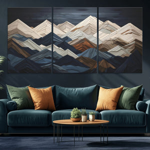 Mountain Wall Art – Modern Geometric Landscape Canvas Print,