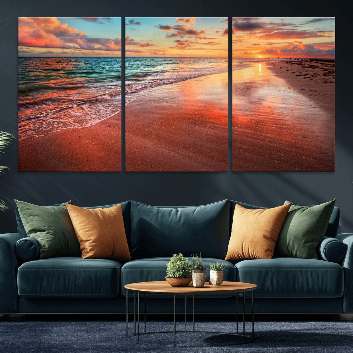 Sunset Beach Wall Art | Ocean Canvas Print | Coastal Wall