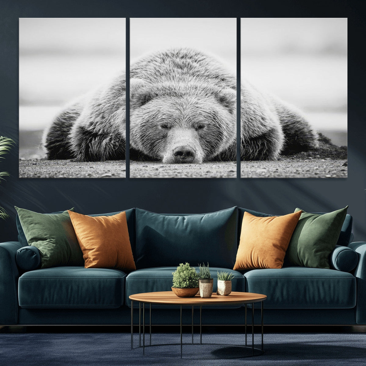 Resting Grizzly Bear Wall Art Canvas Print – Majestic Lazy
