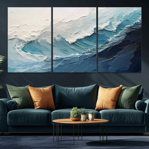 Ocean Wave Canvas Wall Art Print – Coastal Living Room Large