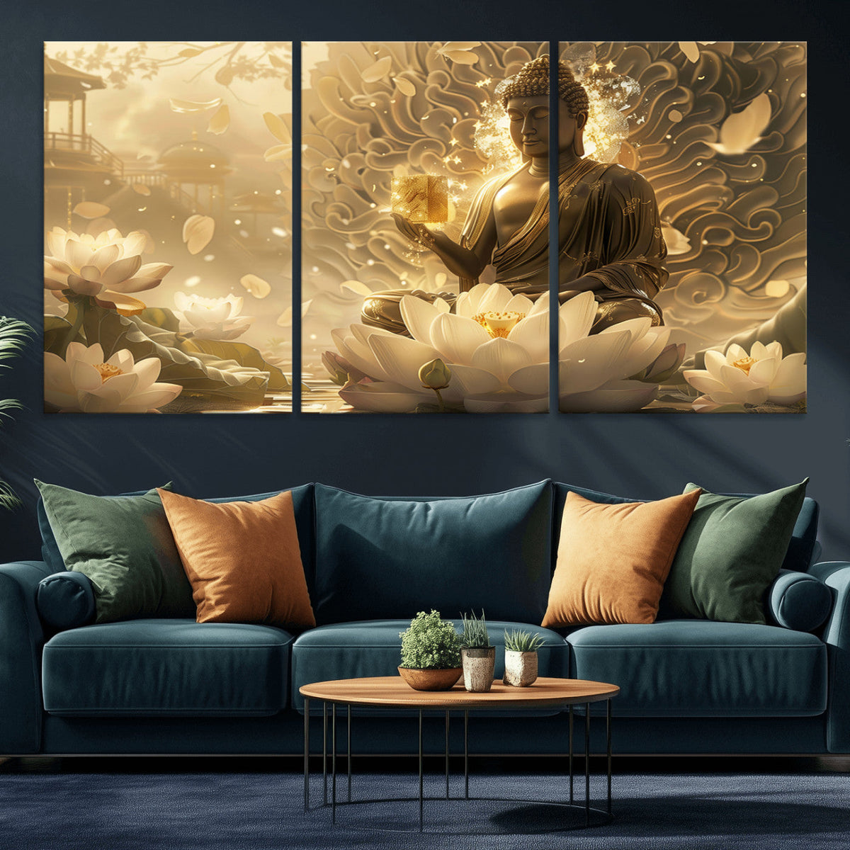Golden Buddha Wall Art | Yoga Room Decor and Meditation Room