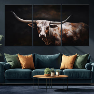 Texas Longhorn Wall Art Canvas Print | Western Ranch Decor |