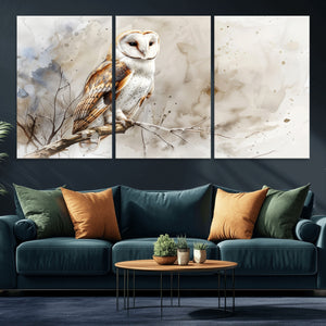 Barn Owl Wall Art | Watercolor Canvas Print | Perfect for