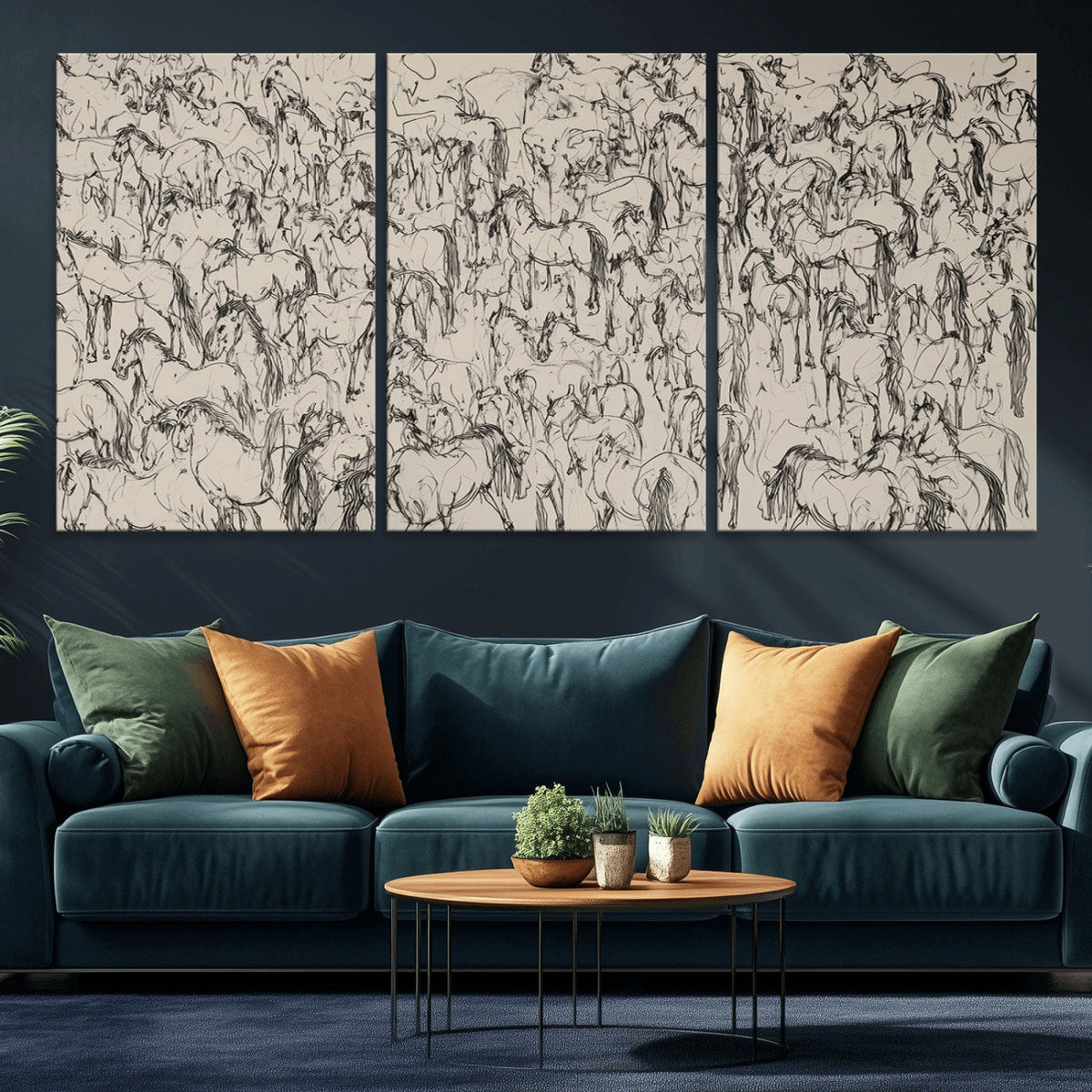 Abstract Horse Sketch Wall Art | Ready to Hang and Framed |
