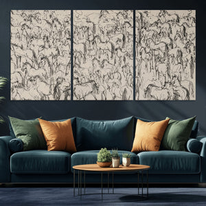 Abstract Horse Sketch Wall Art | Ready to Hang and Framed |