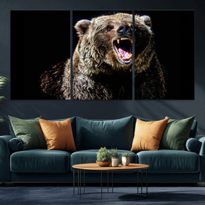 Grizzly Bear Canvas Print | Wildlife Wall Art for Cabin