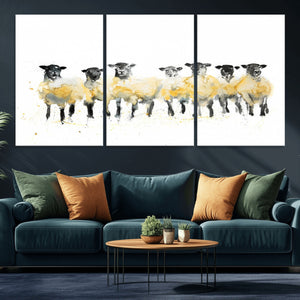 Farmhouse Wall Art Sheep Print | Ready to Hang Framed Canvas