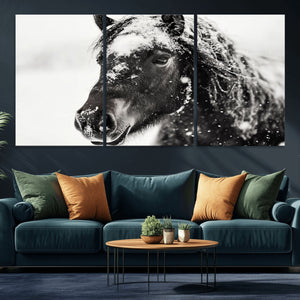 Framed Black and White Horse Wall Art | Ready to Hang and
