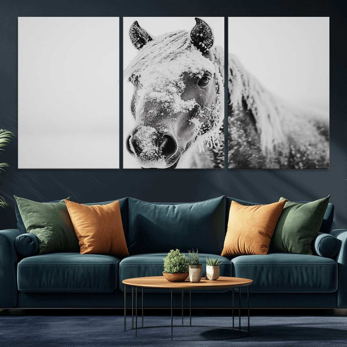 White Horse Wall Art | Ready to Hang and Framed | Winter