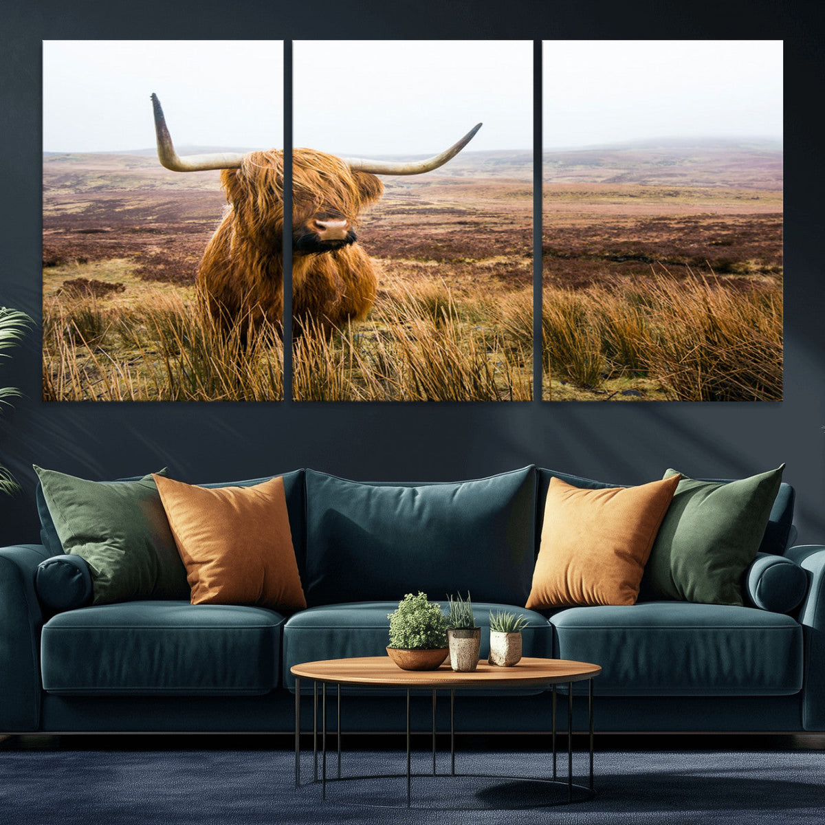 Scottish Highland Cow Canvas Wall Art – Rustic Farmhouse