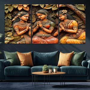 Indian Woman Statue Wall Art Canvas Print