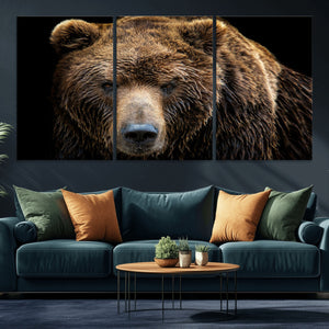 Grizzly Brown Bear Canvas Wall Art, Wildlife Animal Canvas