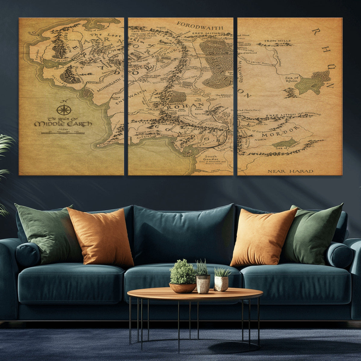 Middle Earth Map Canvas Wall Art – Vintage Fantasy Map
