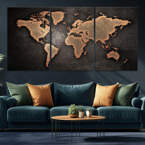 World Map Canvas Print – Framed Travel Map Wall Art for