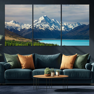 Mount Cook and Lake Pukaki Canvas Wall Art Print – Majestic