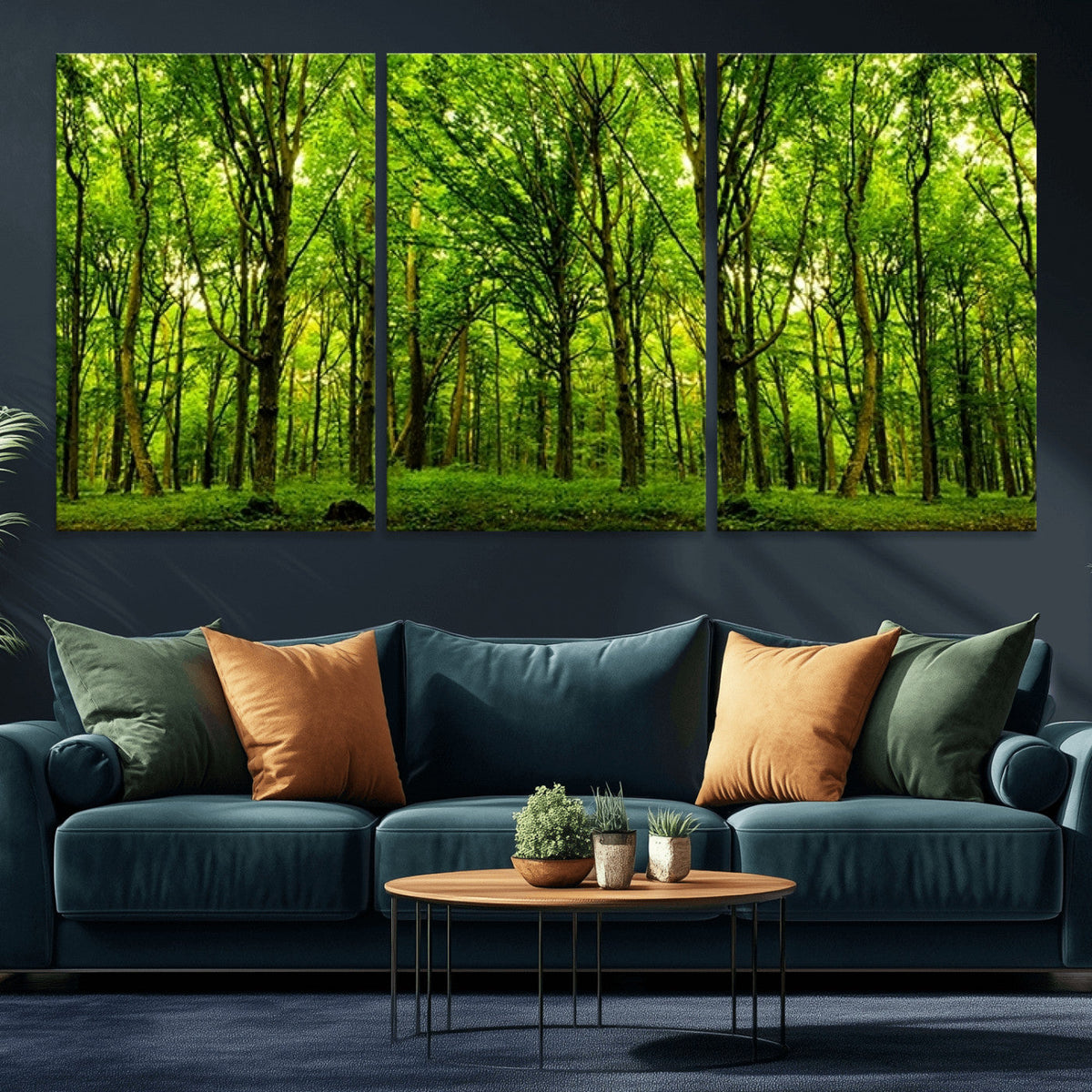 Lush Green Forest Canvas Print | 3-Panel Forest Wall Art |