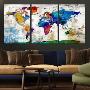 World Map Canvas Print – Framed Travel Map Wall Art for
