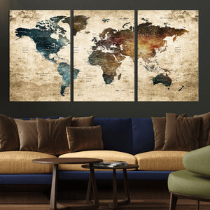 World Map Canvas Print – Detailed Map of the World Wall Art