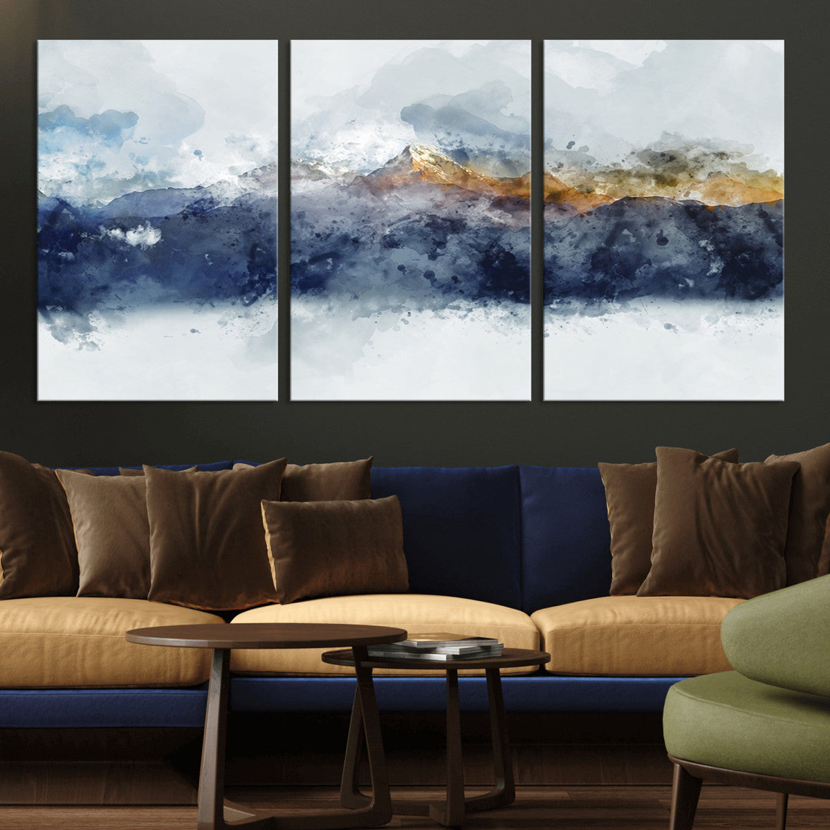 Abstract Mountain Range Art Canvas Print | 3 Panel