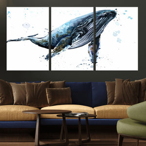 Watercolor Whale Wall Art Canvas Print