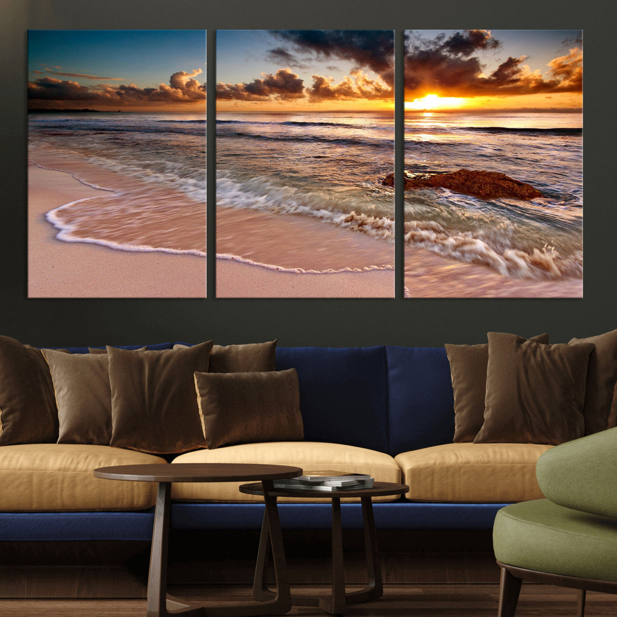 Sunset on Ocean Wall Art Canvas Print