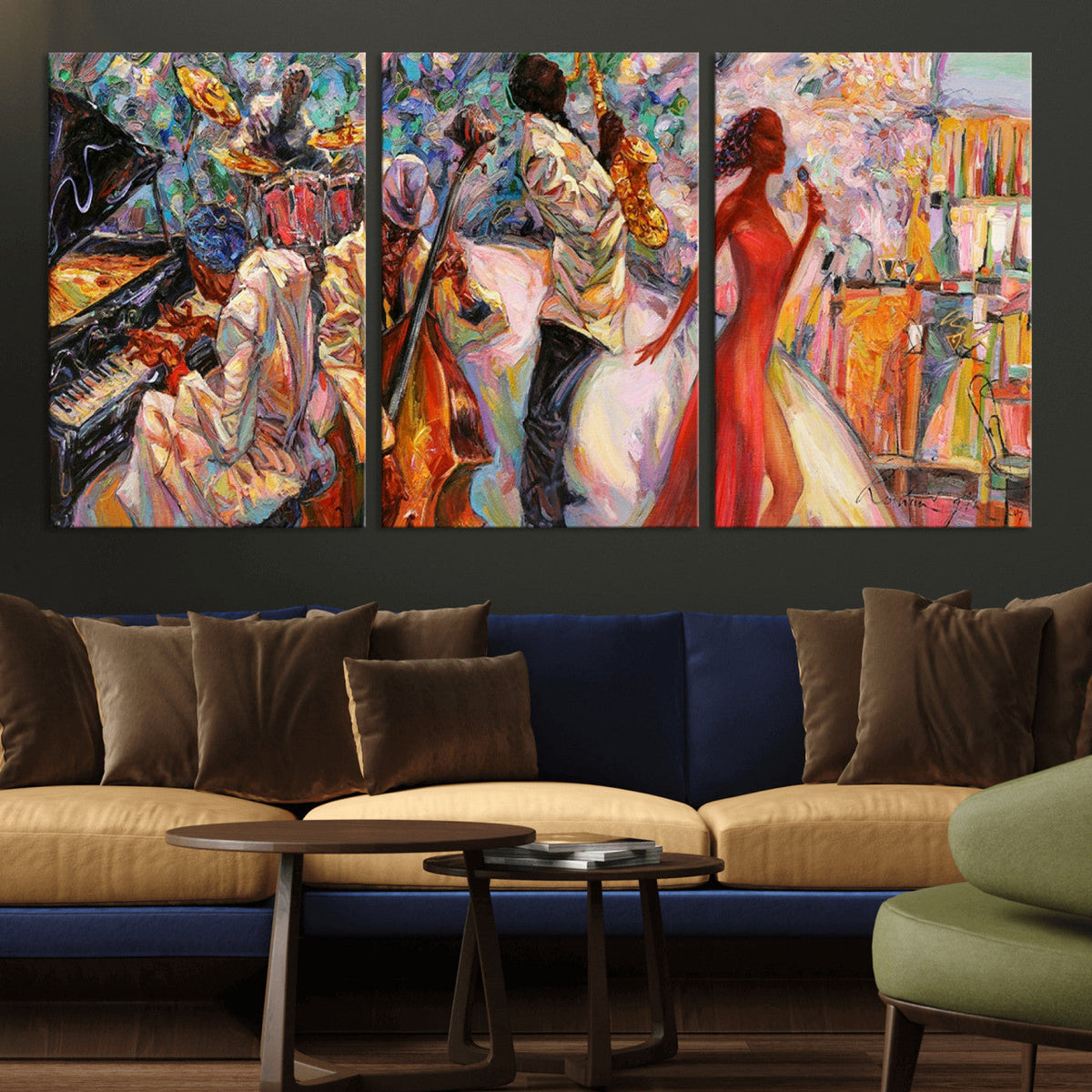 Abstract Afro American Jazz Canvas Wall Art | Music-Inspired