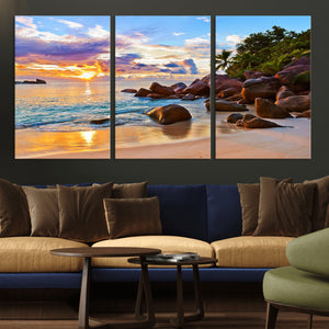 Tropical Island Beach Sunset Canvas Print