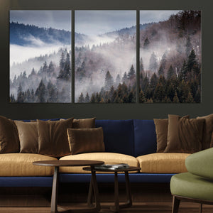 Beautiful Rising Fog in Winter Mountain Landscape- Framed