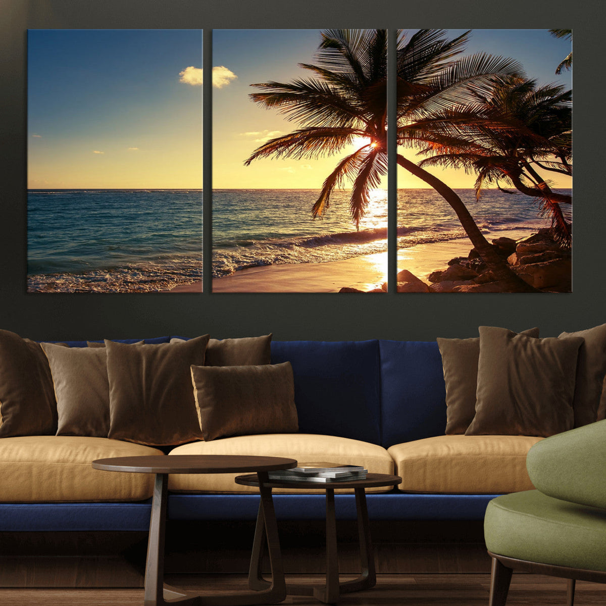 Sunset Palm Trees Wall Art Canvas Print