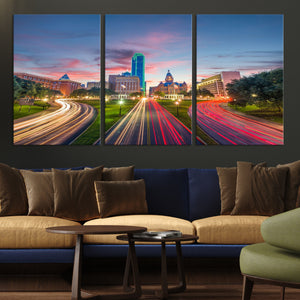 Dallas City Lights Large Wall Art Dallas Cityscape Canvas