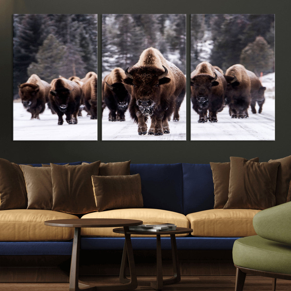 Bison Wall Art Canvas Print- Bison Herd Canvas Wall Art –