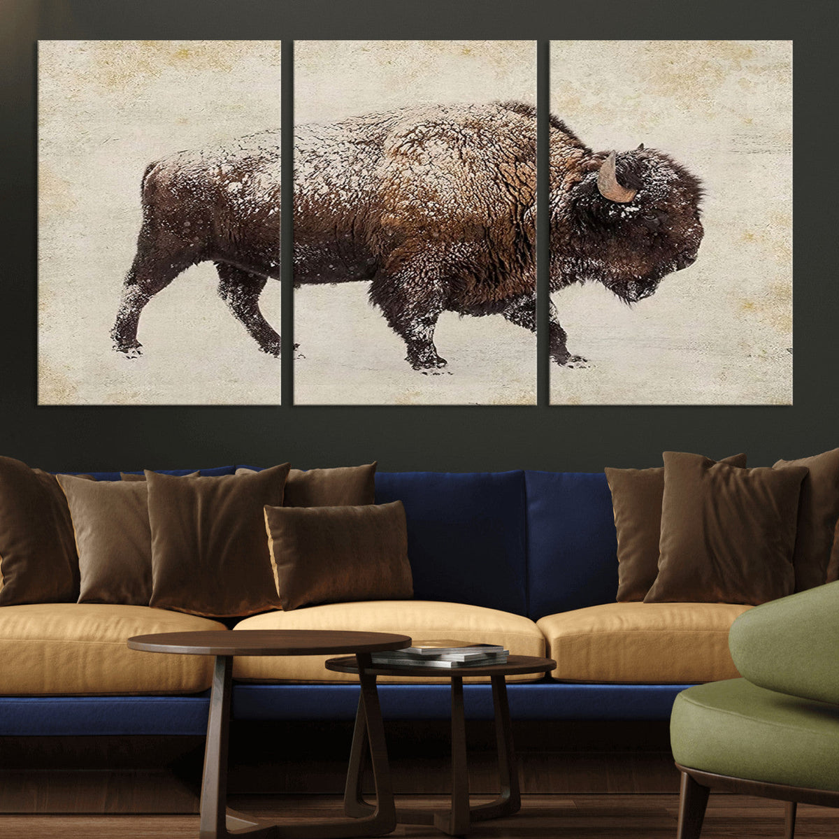 Buffalo Wall Art, Western Bison Canvas Print, Rustic Buffalo