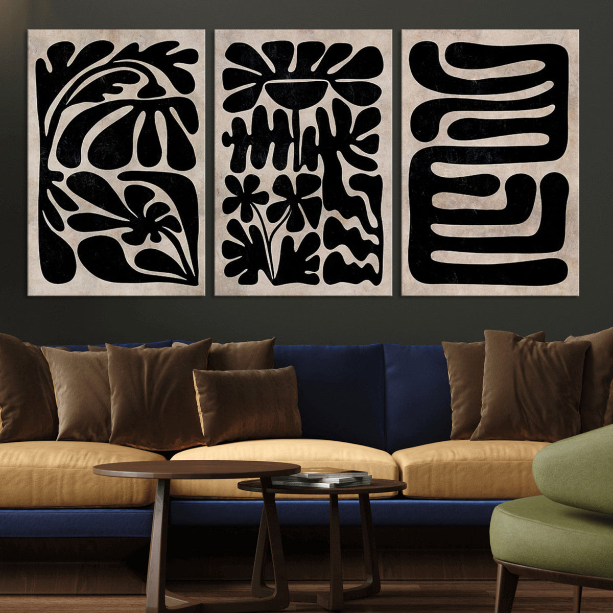 Canvas Print Wall Art Abstract Art Boho, Framed Boho Art