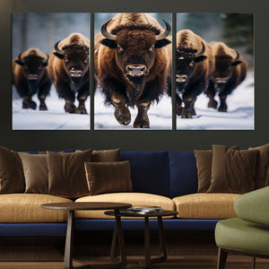 Buffalo Wall Art Canvas Print, American Bison Herd Wall Art