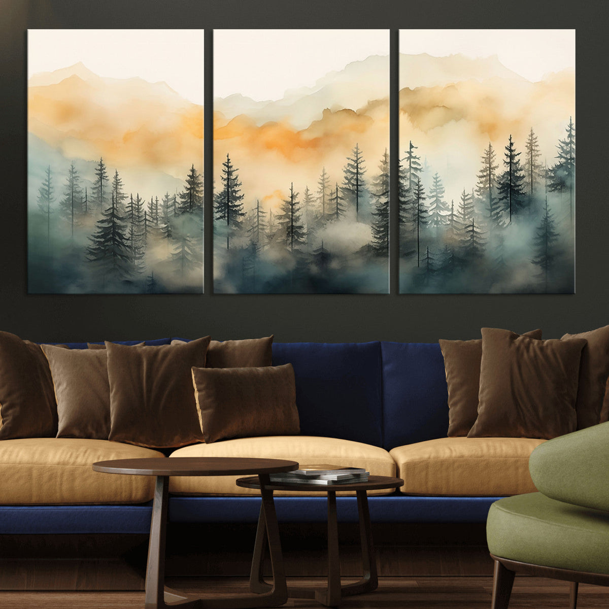 Abstract Forest Print - Mountain Wall Art | Autumn Landscape