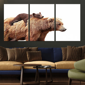 Mother and Baby Bear Canvas Wall Art - Adorable Wildlife