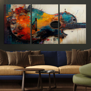 Abstract Guitar Wall Art Canvas | Vibrant Music-Inspired Art